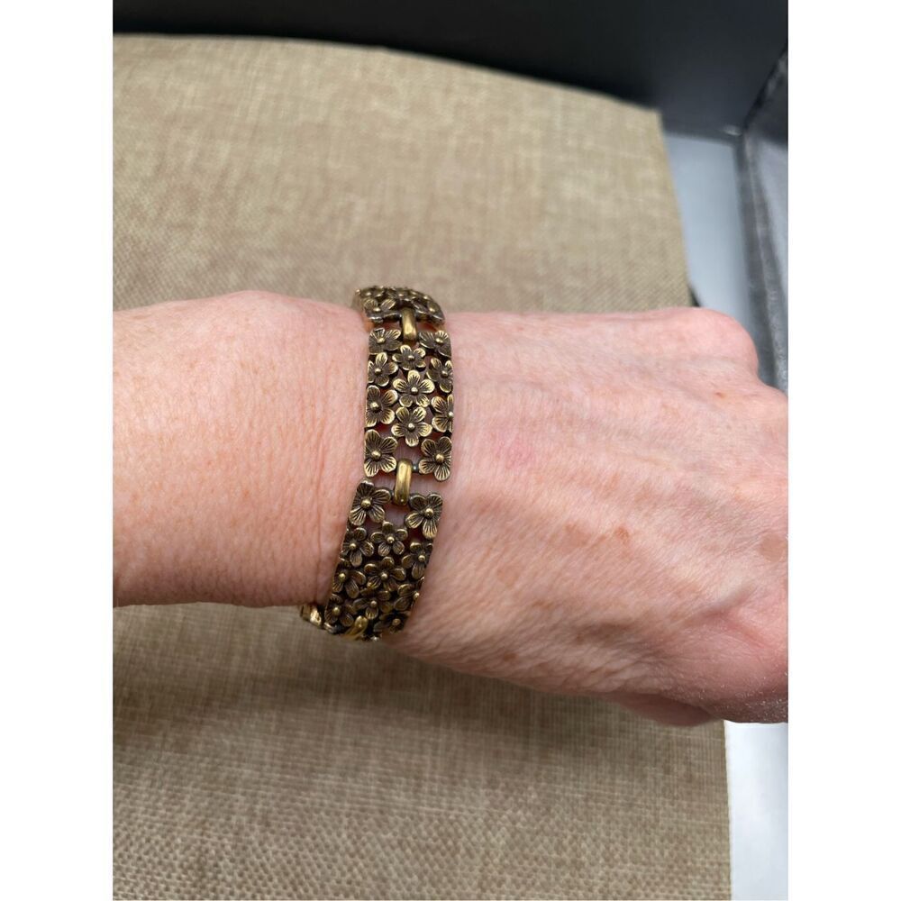 Vintage Coro Forget Me Not Flower Links Bracelet Gold Plated Grandmacore